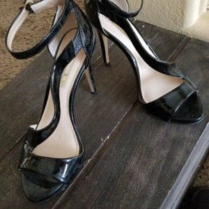 Size 6 INC International Concepts black patent leather ankle strap heels
